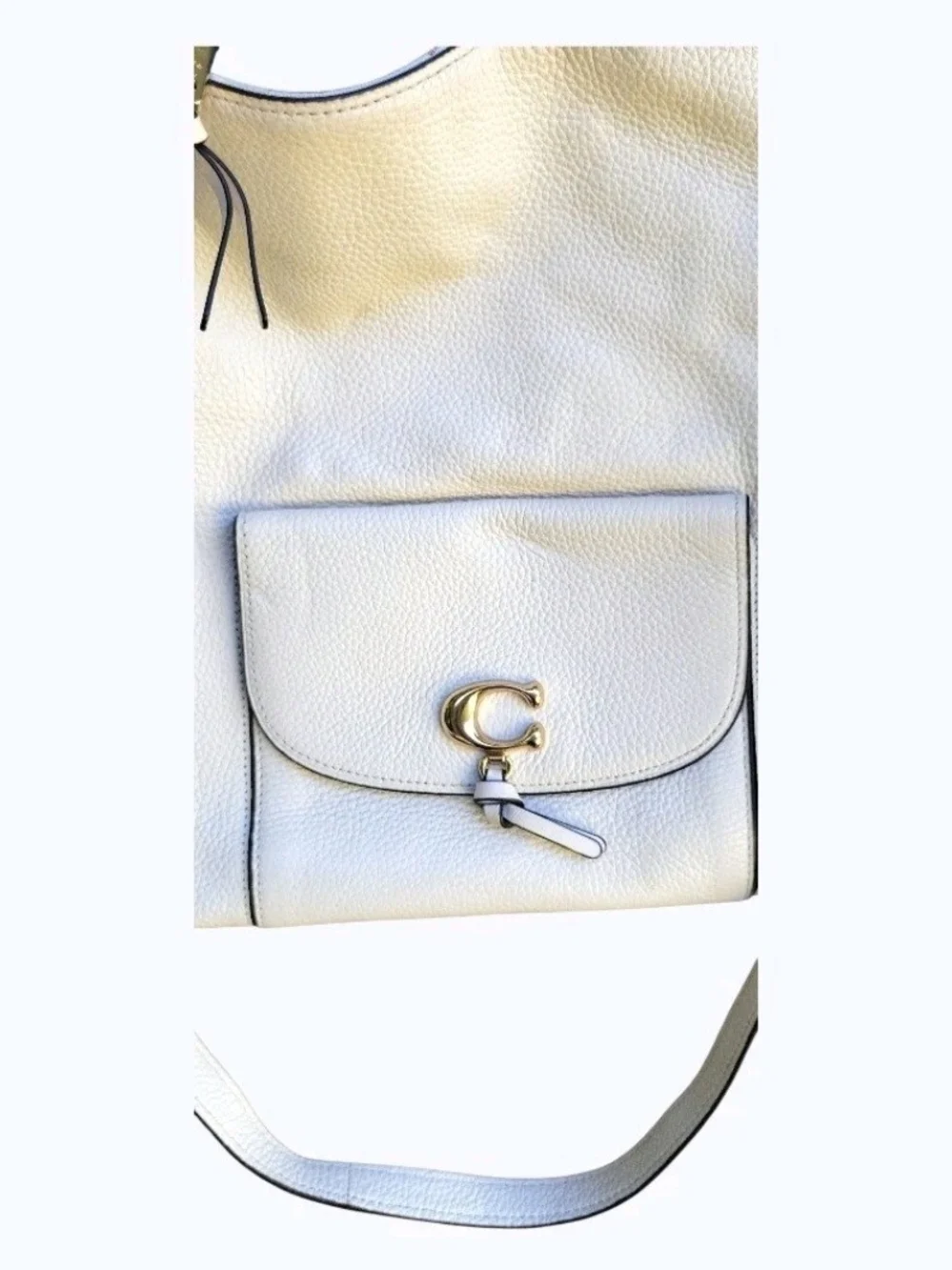 Coach White Pebbled Leather Hobo Shoulder Bag